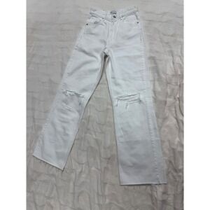 Zara White Distressed Wide Leg‎ Jeans Women EUR 34 USA 2